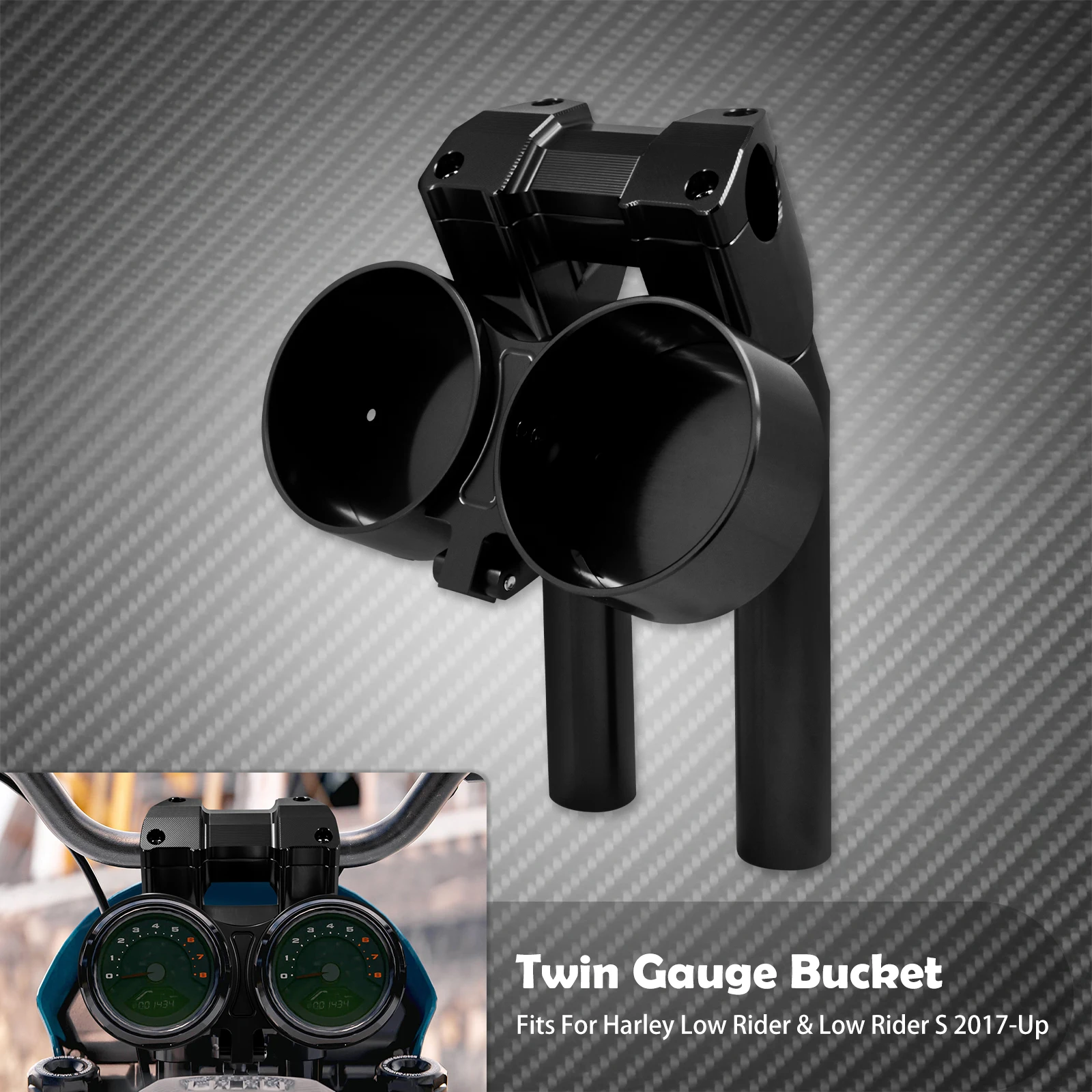Регулируемый инструмент для мотоцикла, 10-дюймовый кронштейн для стояков руля, ведро с двойным манометром для Harley Softail Low Rider S FXLR FXLRS 17-Up