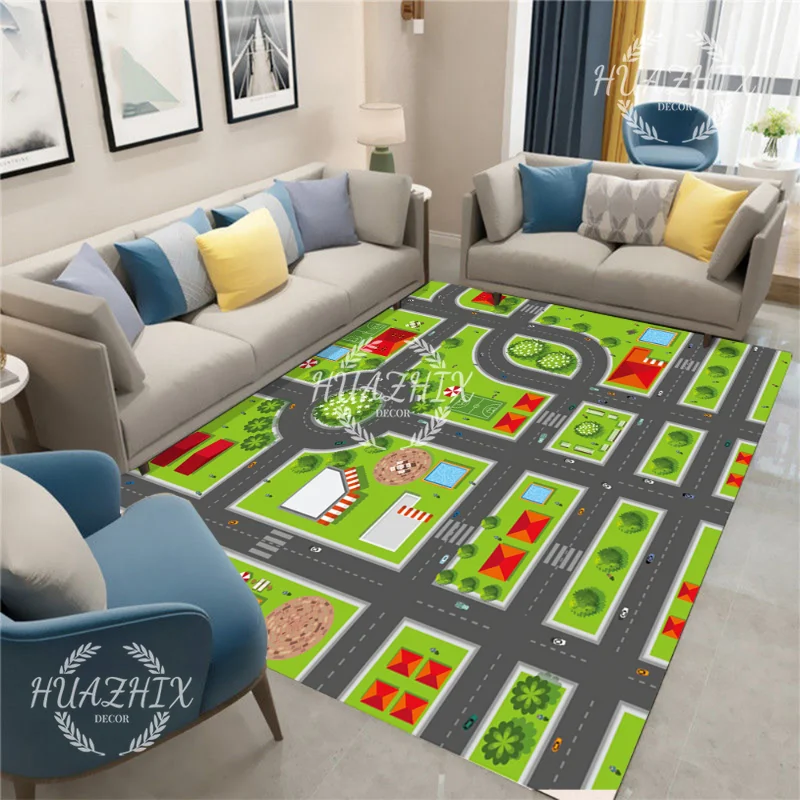 

Road Flannel Mat Children Traffic Car Map Boy Educational Toy Road Carpet Playmat for Baby Mats Cartoon City Rug Kids Games