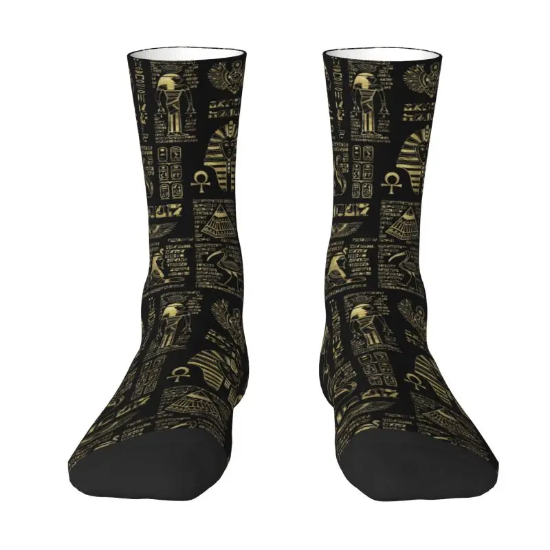 

Egyptian Hieroglyphs And Deities Men's Crew Socks Unisex Cute 3D Print Ancient Egypt Dress Socks