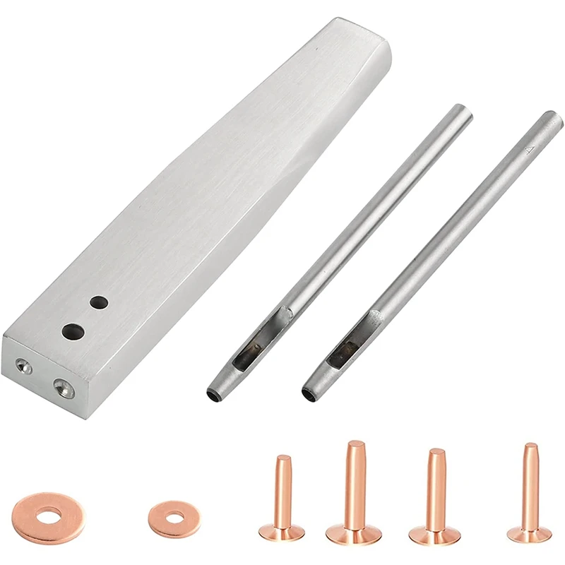 

43Pcs Copper Rivets And Burrs, 4 Sizes Copper Rivet And Burrs Assortment Kit,For Belts Wallets Collars Leather Working