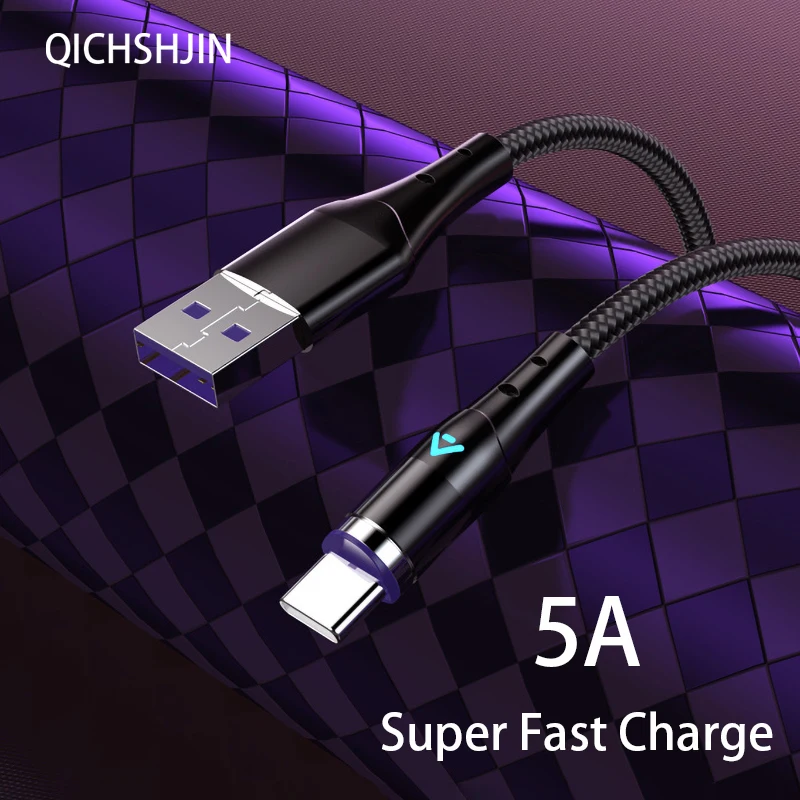 

LED Magnetic Charging Micro USB Type C Quick Charge For iPhone Samsung 5A Fast Charging For Huawei Xiaomi Redmi Phone Data Cord