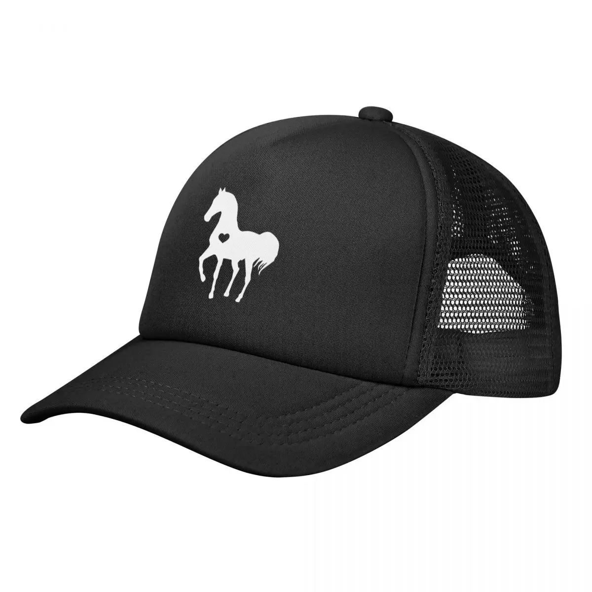 

Heart Horse Stretchy Trucker Hat Mesh Baseball Cap Adjustable Snapback Closure Hats for Men Women Comfortable Breathable