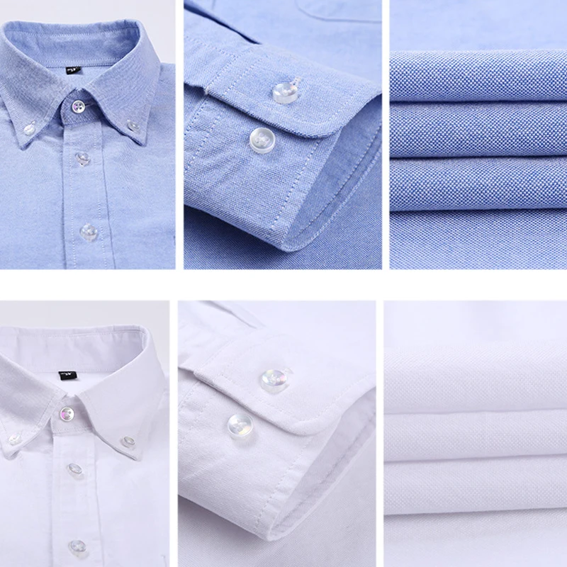 Autumn and Winter 100% Cotton Oxford Long Sleeve Shirt New Men's Solid Slim Cotton Shirt Comfortable Business Casual No Iron
