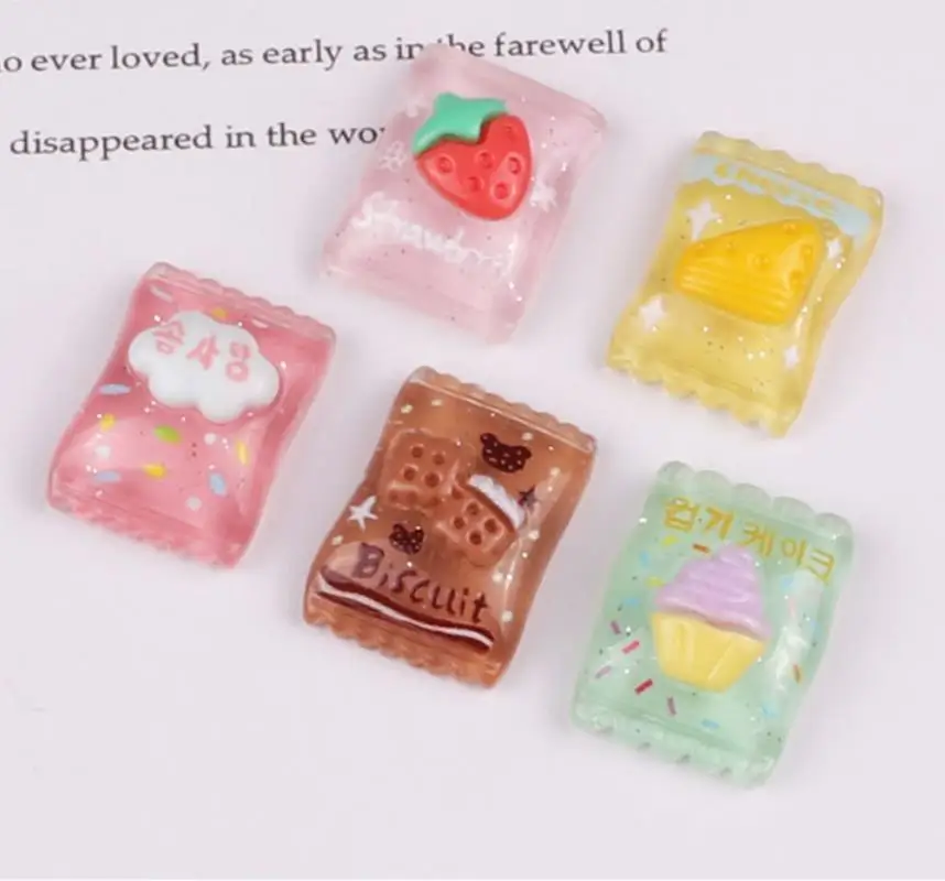 

Kawaii Lmitation Cookies Candy Snacks FlatBack Resin DIY Cabochons Scrapbook Crafts Decoration Parts Dollhouse Accessories