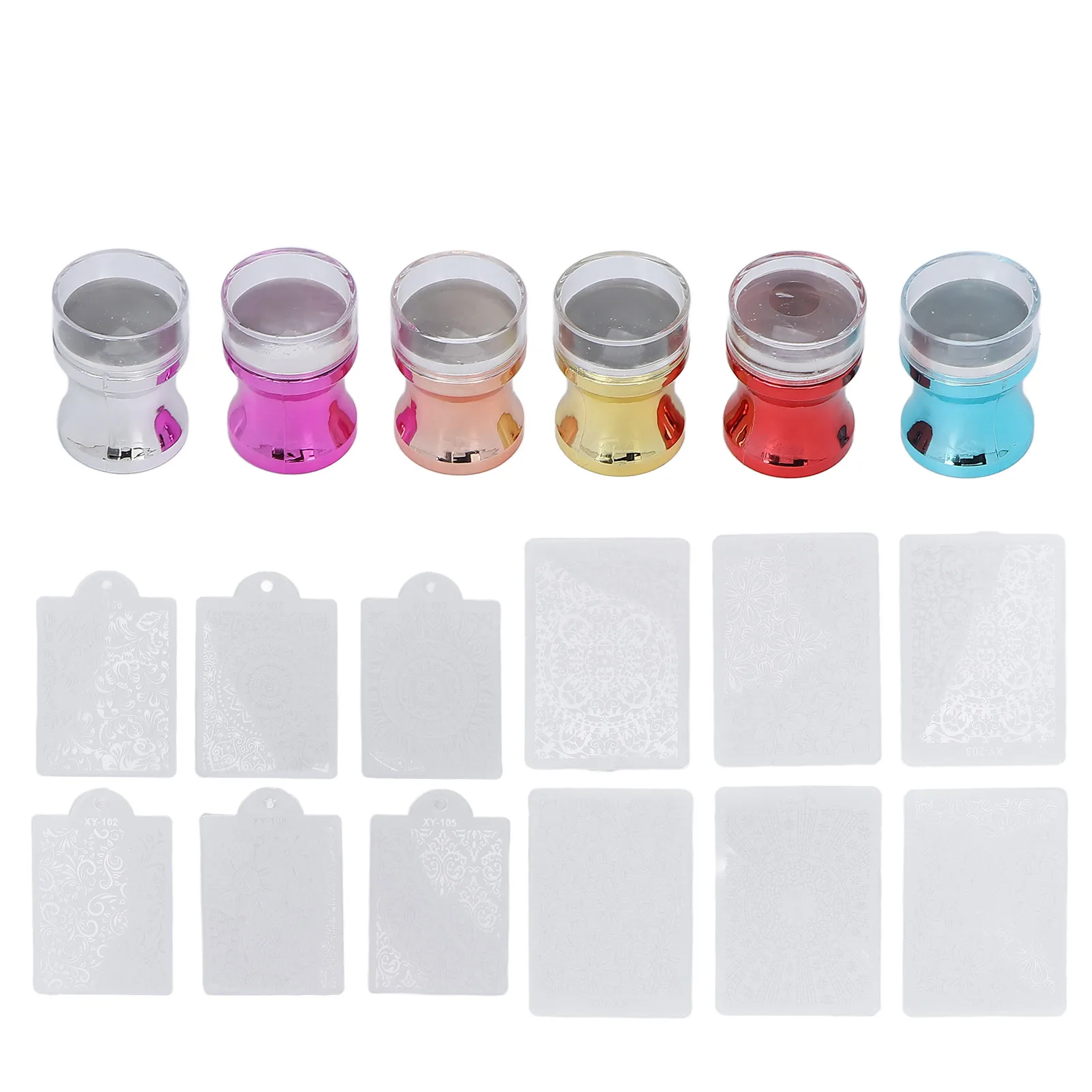 

6pcs Nail Art Stamper Transparent Silicone Manicure Art Stamper for DIY Nail Decoration