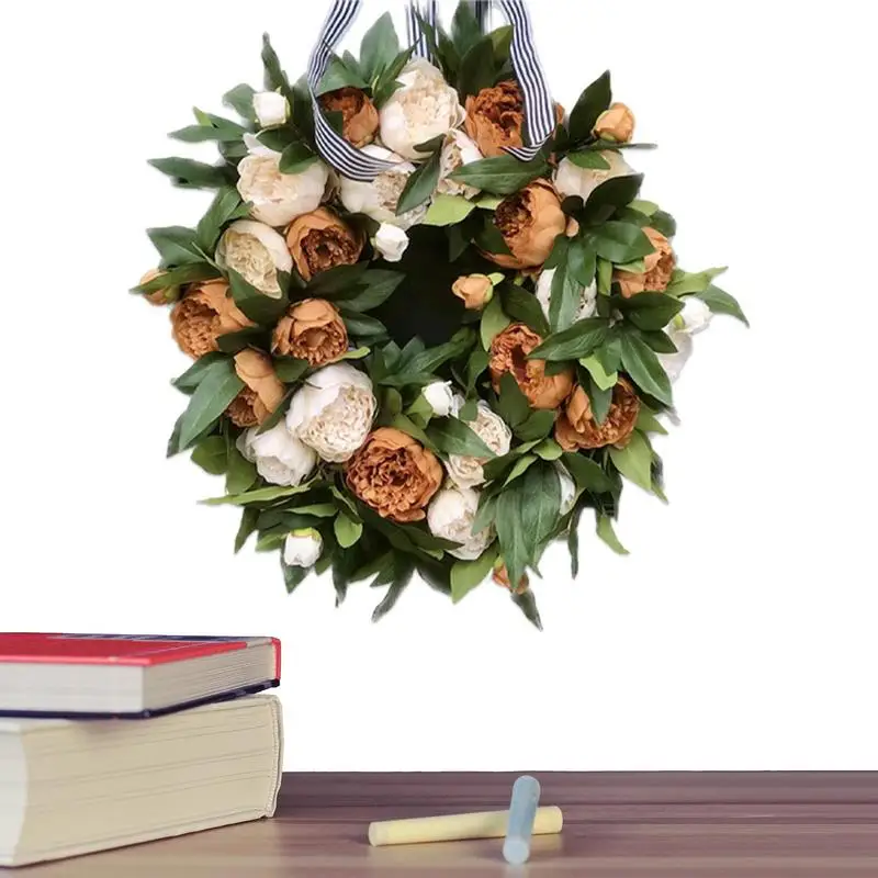 

Front Door Wreath Artificial Green Leaves Wreaths Door Sign For Spring/Summer Home Wall Porch Indoor/Outdoor Holiday Party Decor
