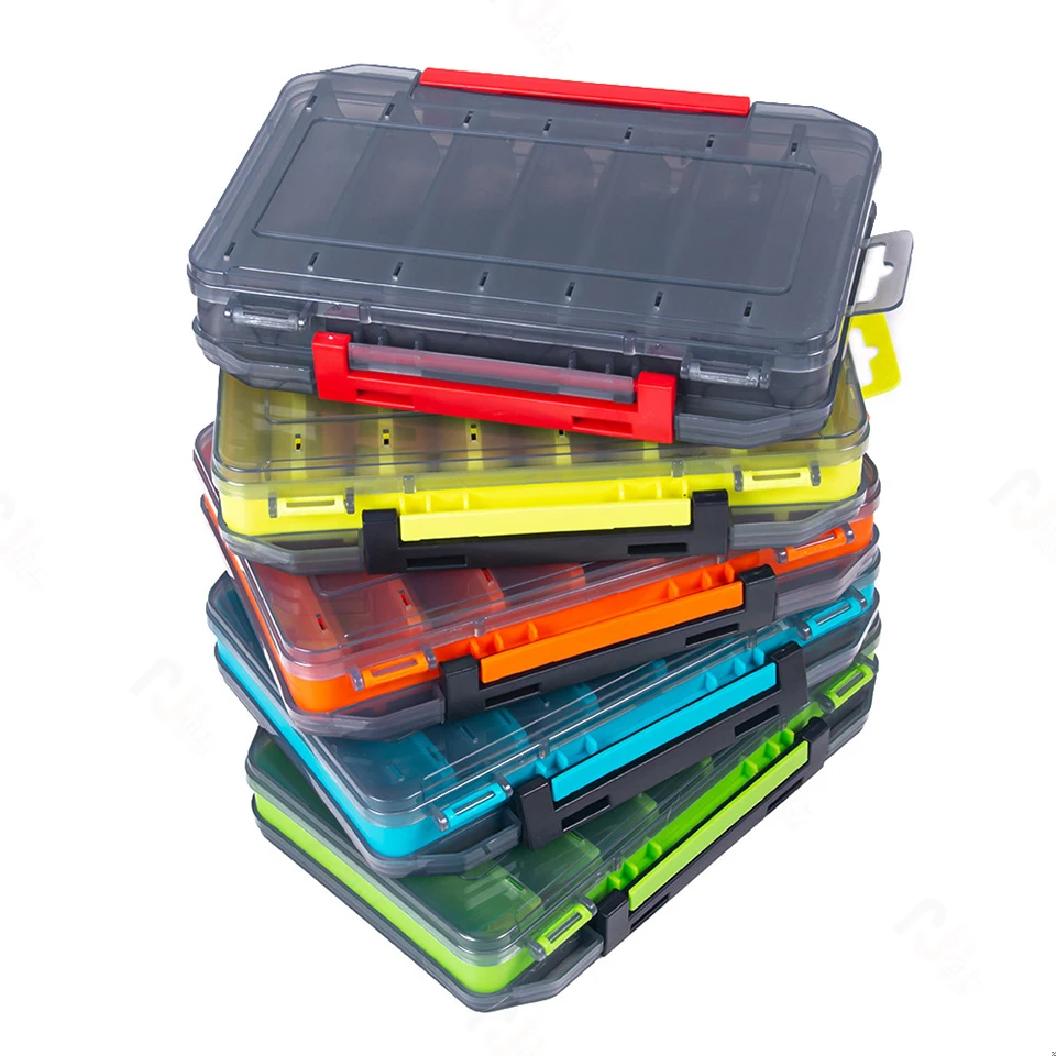 

Fishing Lure Boxes Storage Tackle Box Double Sided Open Case Compartments Container Baits Gear Set Pesca Tool Accessories