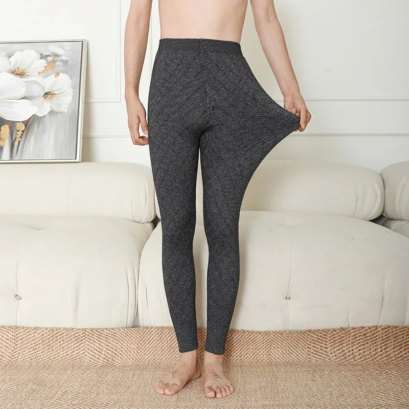 

Autumn and Winter New Men's Warm Pants Wool Pants Cashmere Thickened Knee Guards Underneath Men's High Waist Cashmere Pants
