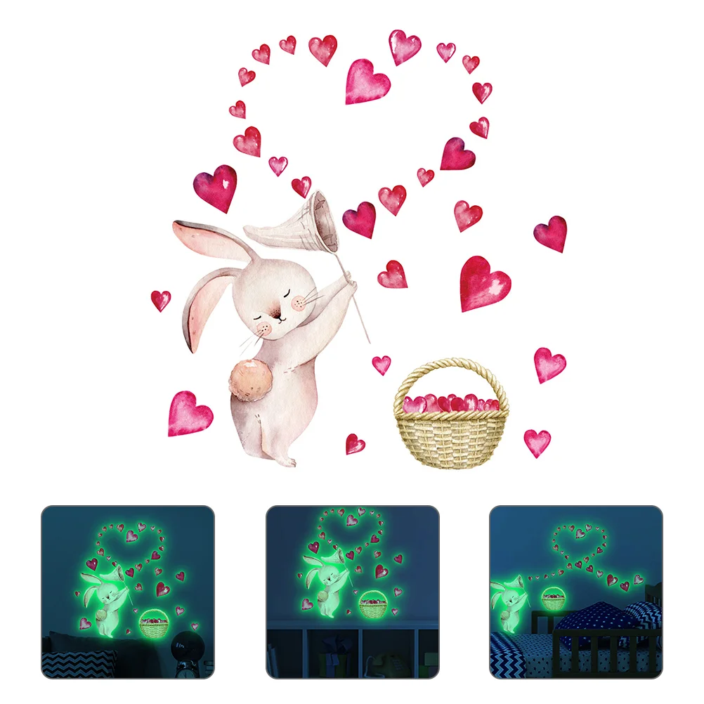 

Stickers Easter Wall Luminous Glow The Dark Window Decal Nursery Rabbit Playroom Glowing Decor Party Cling Wallpaper Bunny