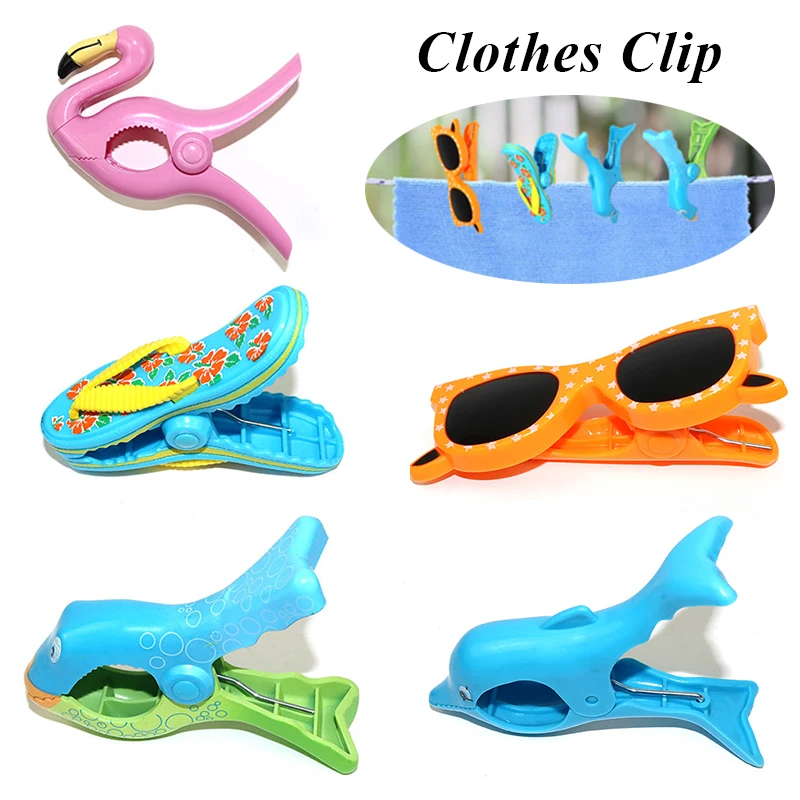 

2Pcs Plastic Beach Towels Clips Sunbeds Sun Lounger Animal Decorative Clothes Pegs Pins Large Size Drying Racks Retaining Clip