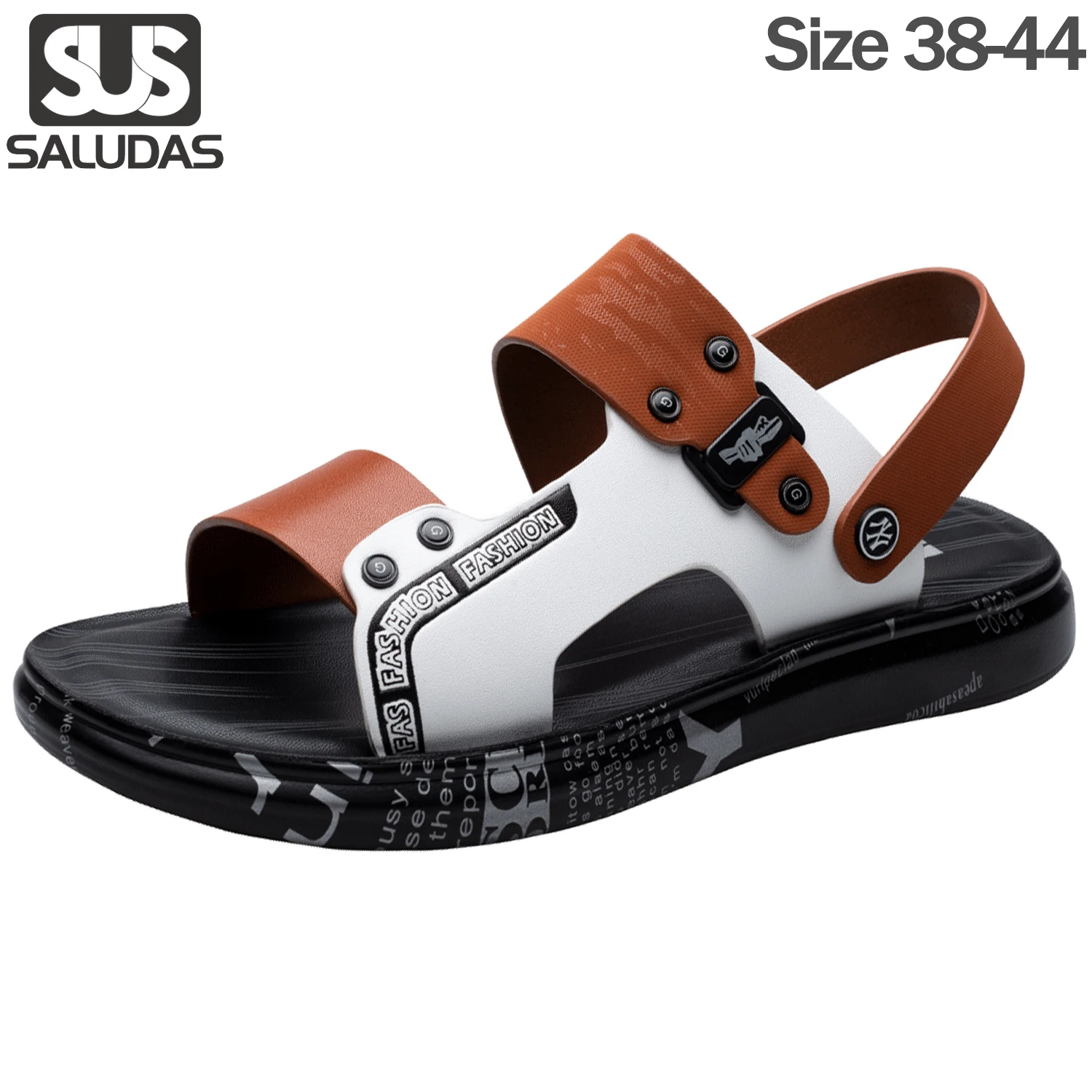 

SALUDAS Fashion Slippers Beach Outdoor Sandals Men Summer Comfort Open Toe Sport Sandals Genuine Leather Non-Slip Casual Sandals