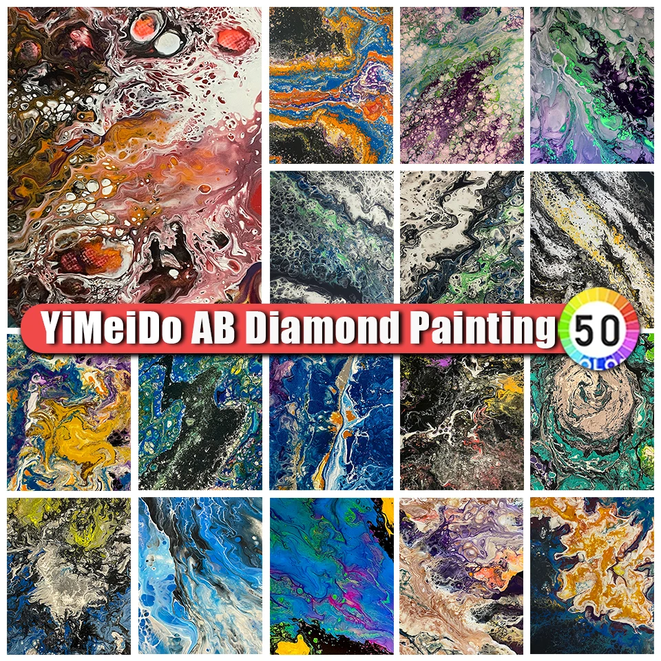 

Набор для алмазной живописи YIMEIDO, клей с абстрактными цветными волнами, квадратная/круглая вышивка ручной работы, домашний декор