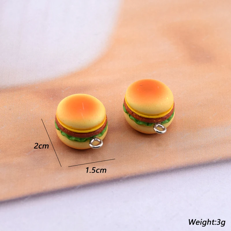 6 шт. 3D маленькие шармы из гамбургера имитация еда подвеска аксессуары сделай сам