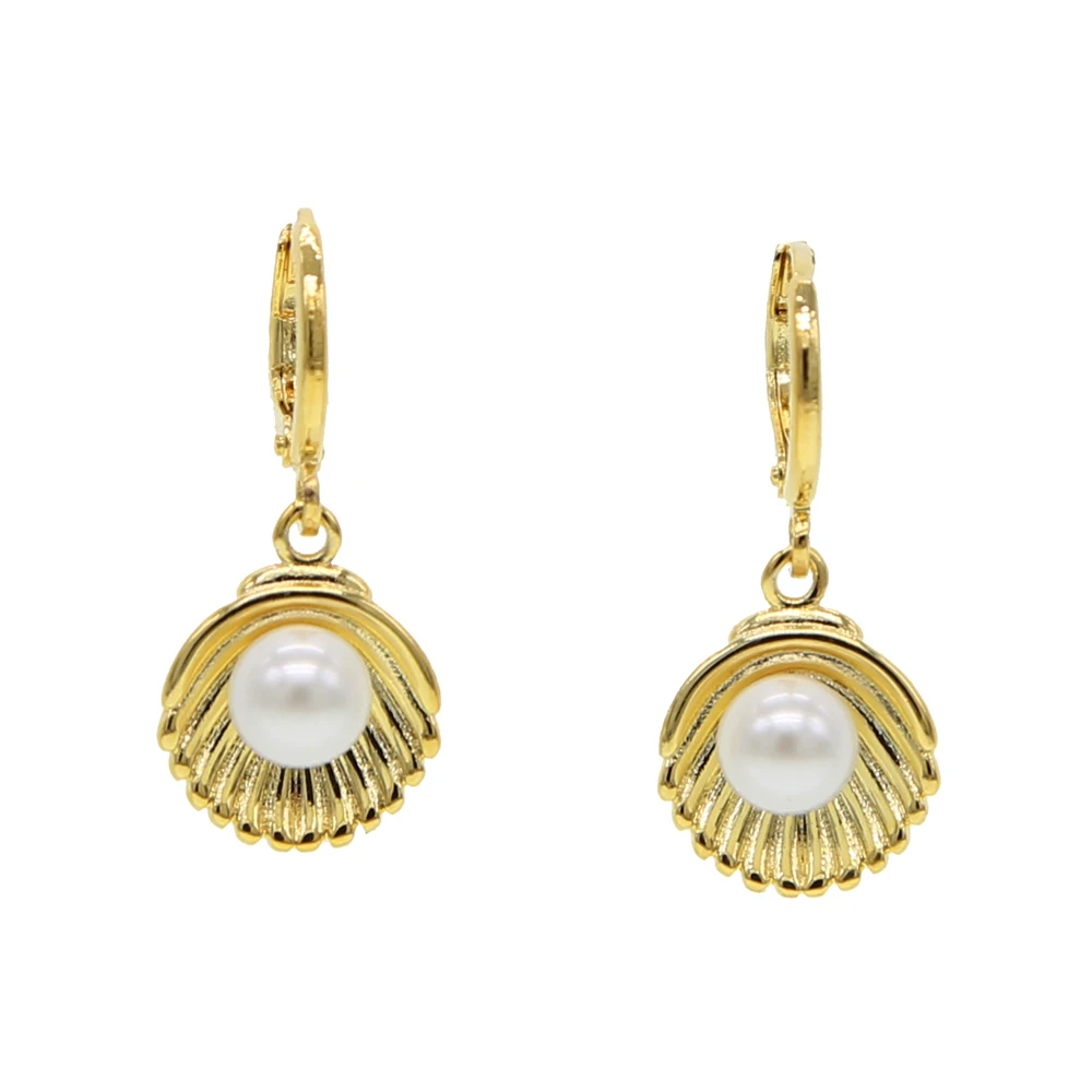 Новинка лета 2024 серьги-подвески в виде морской ракушки для женщин золотой цвет с