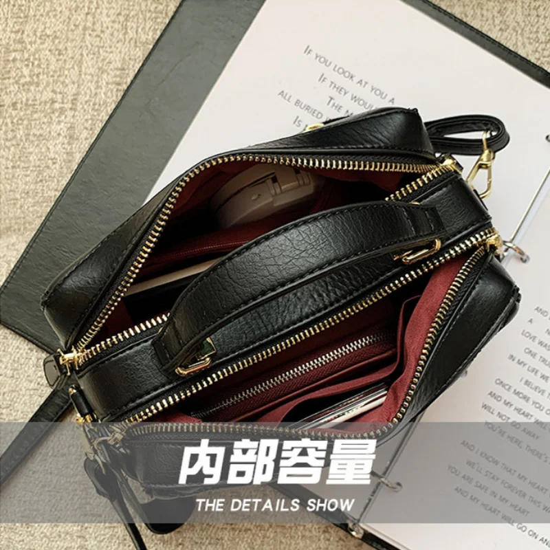 Women's Fashion Retro Crossbody Ringer Embroidery Thread Single Shoulder Bag Portable Luxury Square Hand Bags for женский Bolsa