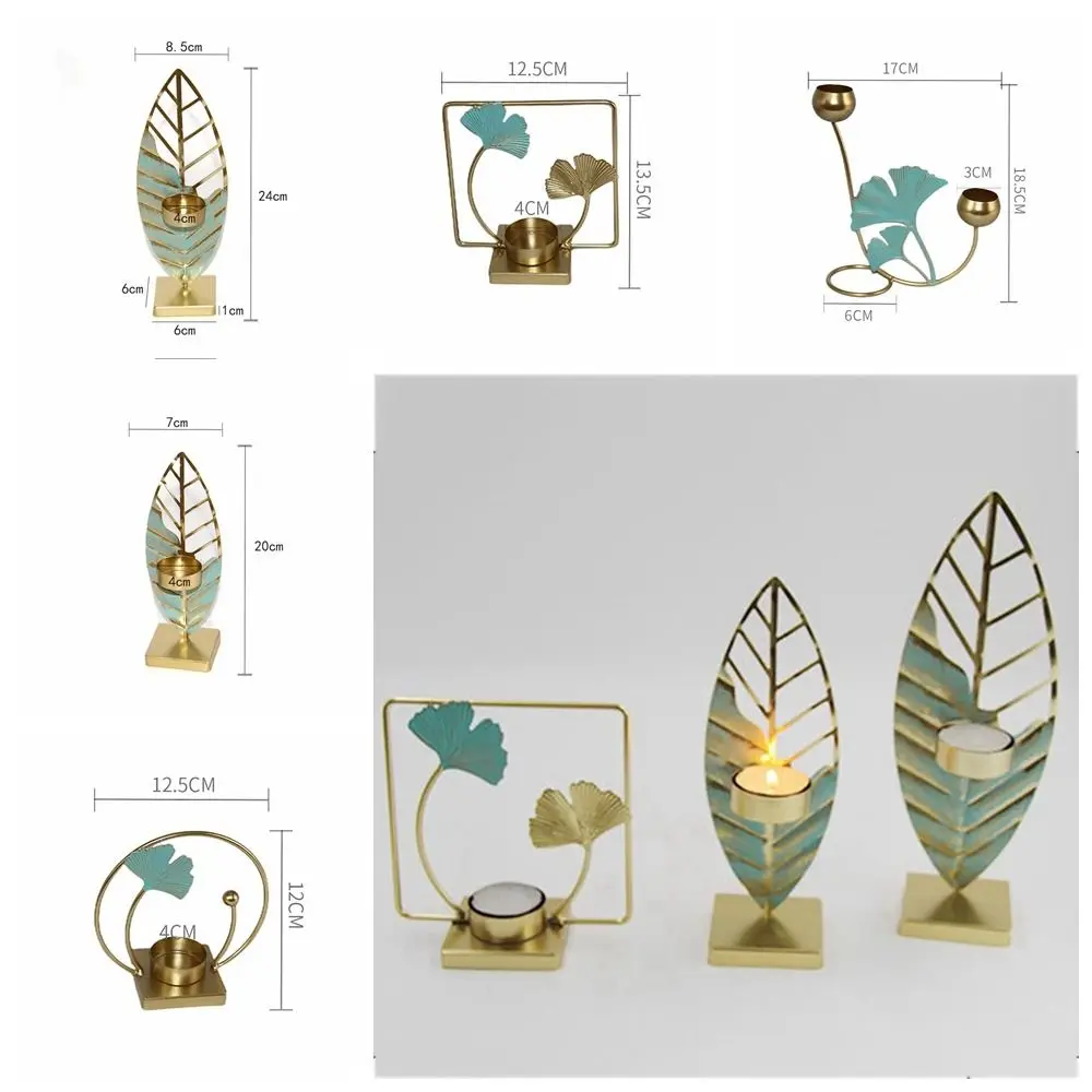 S 5-style Stable Candle Hand-painted Iron Candle Holders Leaves Artistic Home