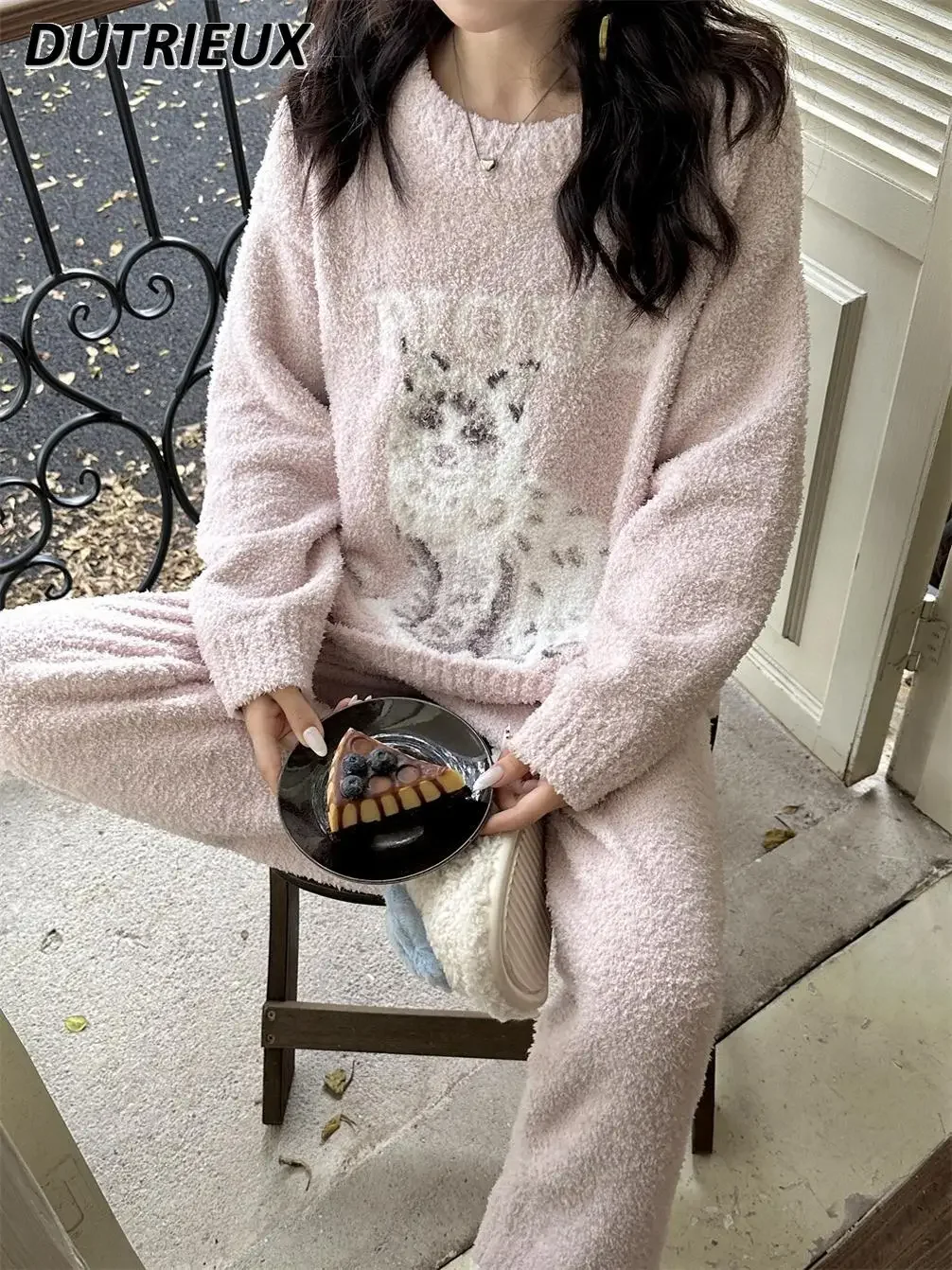 Японский мягкий осенне-зимний новый милый утолщенный теплый пижамный комплект с