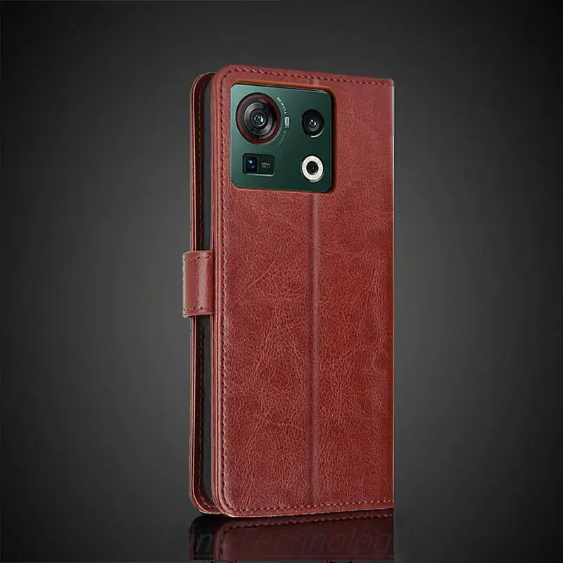 Кожаный чехол с держателем для карт ZTE Nubia Z40s Pro / Z 40s откидная крышка из