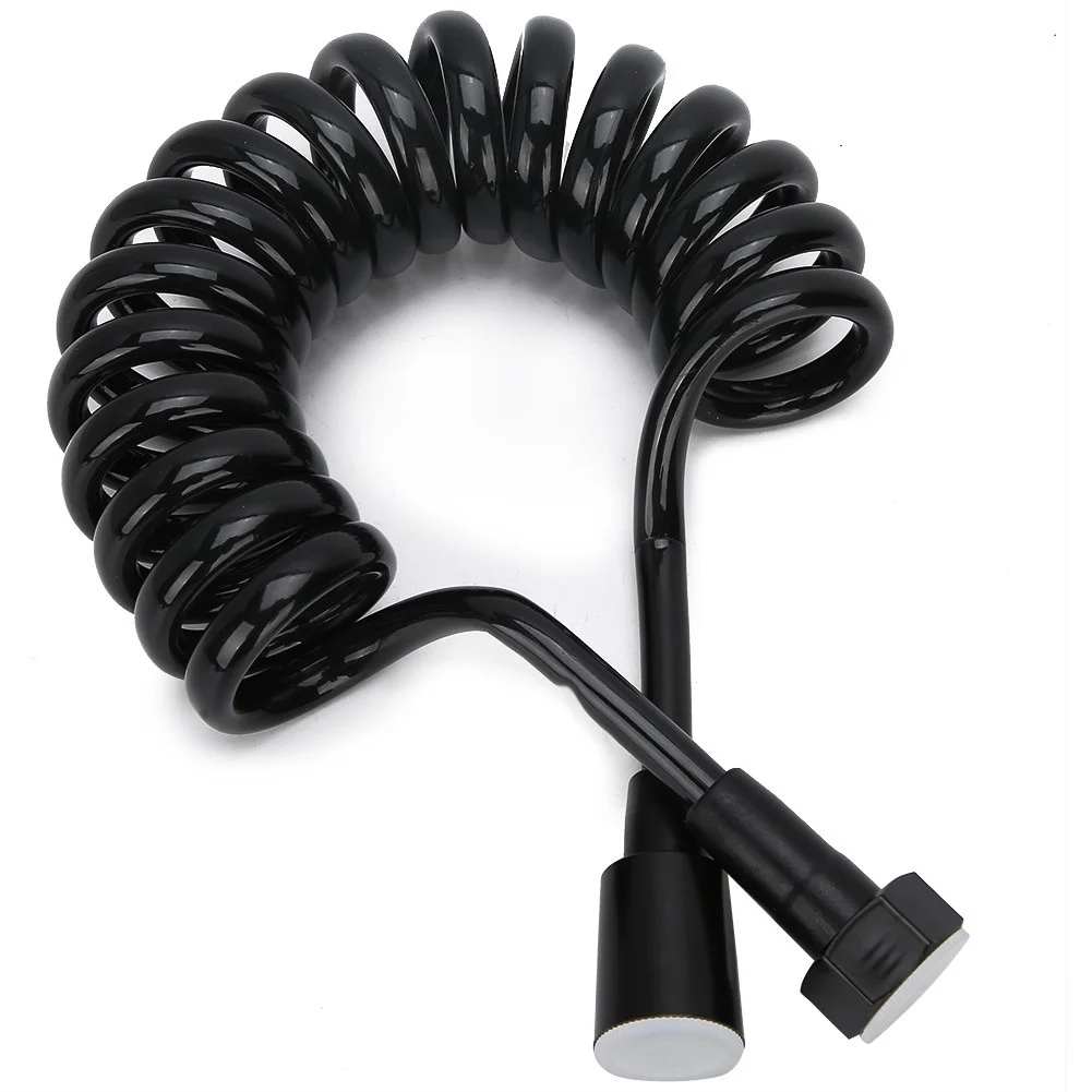 

Hot！2M Black Spring Flexible Shower Hose For Water Plumbing Toilet Bidet Sprayer Gun Telephone Line Hose Bathroom Accessories