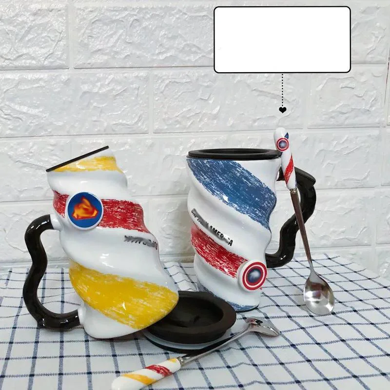 

Супербыстрая керамическая кофейная кружка 600 мл с крышкой и ложкой, кружки большой емкости, посуда для напитков, чашки для кофе и чая, новые п...