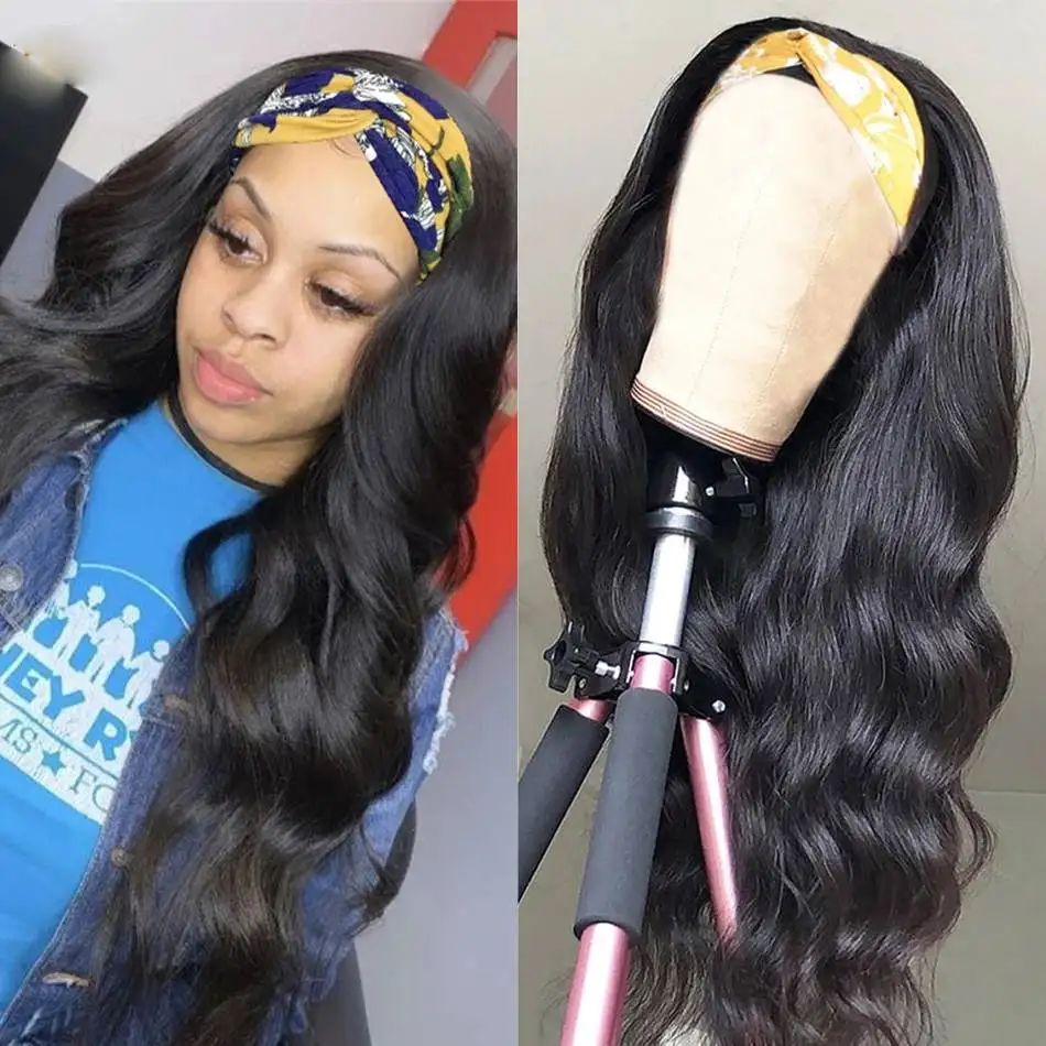 

Cheap Wholesale Hair Wigs For Women Brazilian Virgin Human Hair Headband Wigs Body Wave Wear and Go Machine Made Headband Wigs