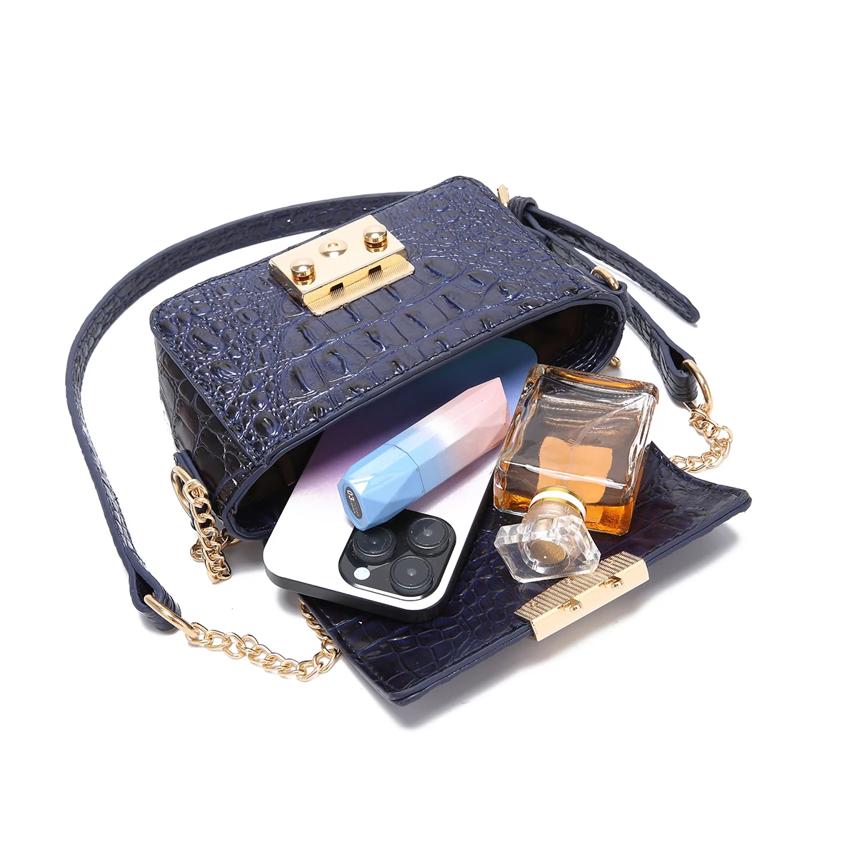 Цветной крокодиловый узор мини-замок флип-сумка для телефона сумка через плечо