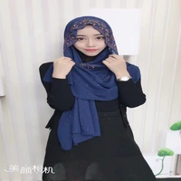 temperament ladies headdress shiny muslim ladies hijab islamic beaded wrap scarf solid color arabian turban scarf shawls fashion