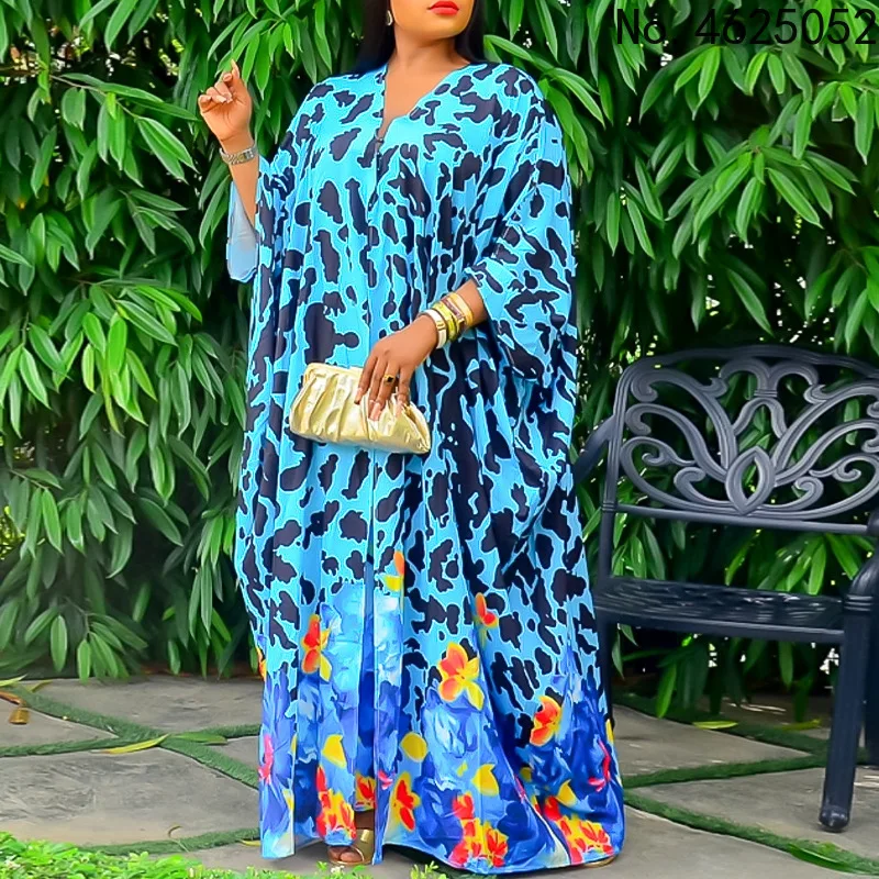 

2022 Ladies 4 Piece Set African Dashiki New Fashion Long Tops + Wide Pants Four Piece Suit Party Dresses For Women