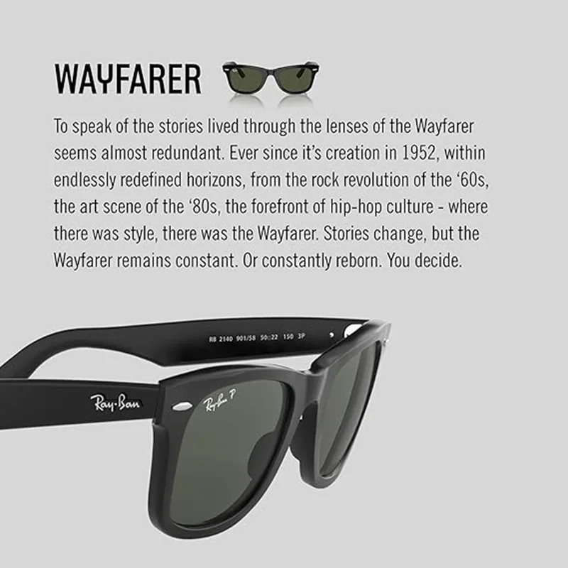 Оригинальные классические квадратные солнцезащитные очки Ray-Ban WAYFARER RB2140, стеклянные линзы, глянцевая оправа, поляризационные очки в коробке. (art.: 3920d803befc5) - 3920d803befc5