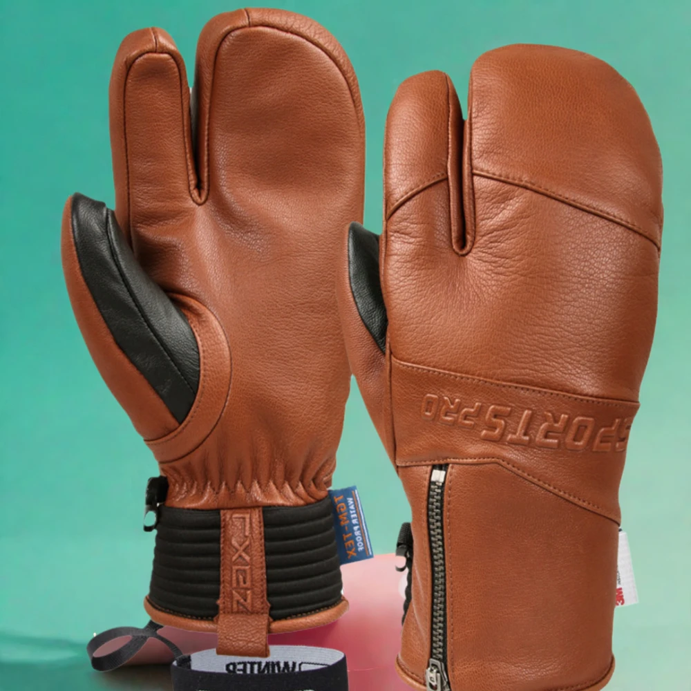 Зимние лыжные перчатки водонепроницаемые бархатные теплые для сноуборда