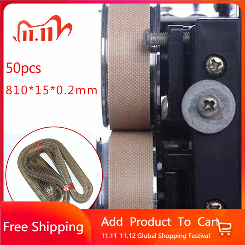 

50pcs 810*15*0.2mm PTFE Conveyor Belts For FRD-1000 Continuous Band Sealer Widely Used In Tape Type Plastic Film Sealing Machine