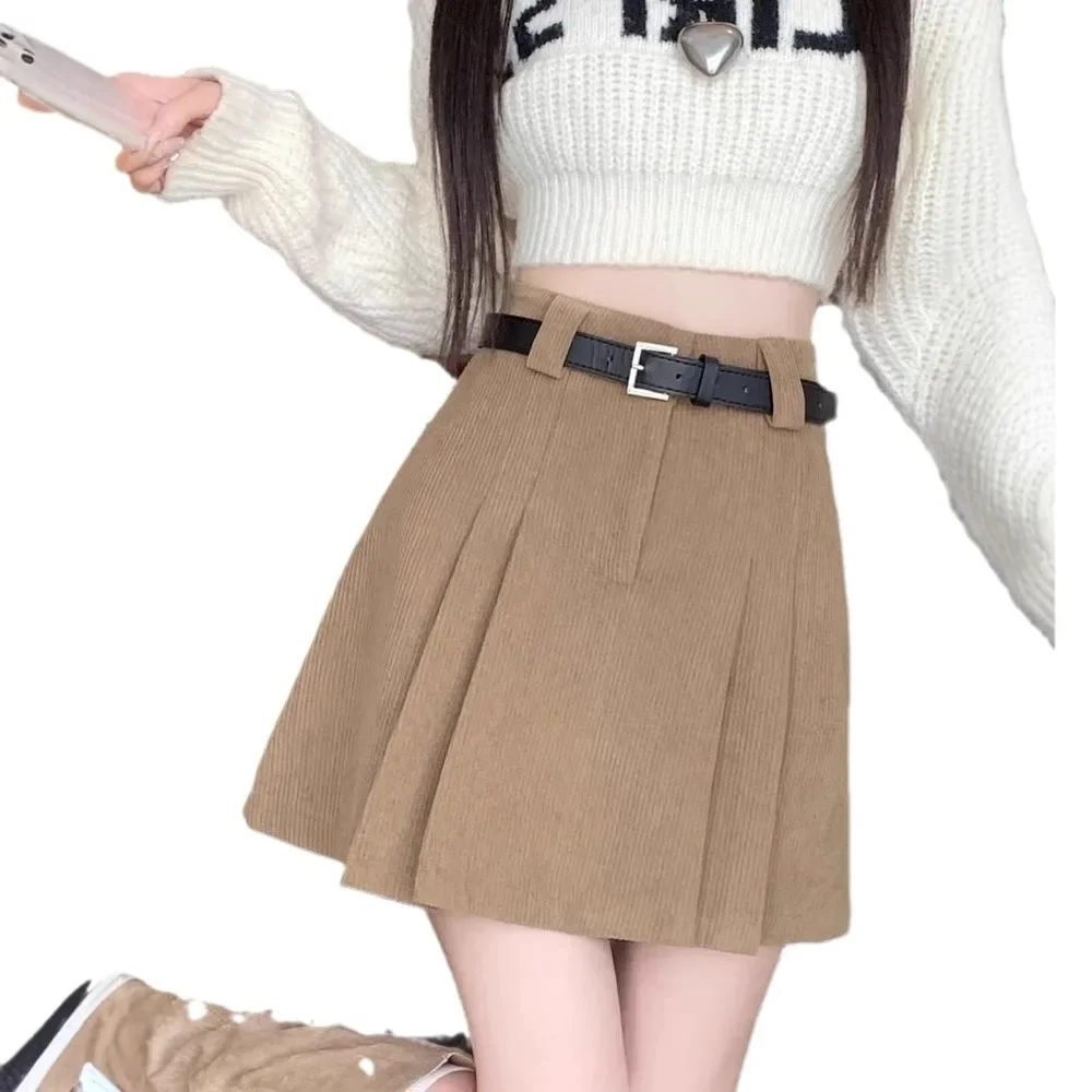 Осень/зима 2023 новый стиль корейская элегантная вельветовая юбка трапециевидной