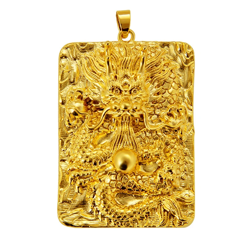 Keep Color Vietnam Alluvial Gold Dragon Charms 2019 New Design Big Square Dragon Pendants for Necklace Making Jewelry Fittings
