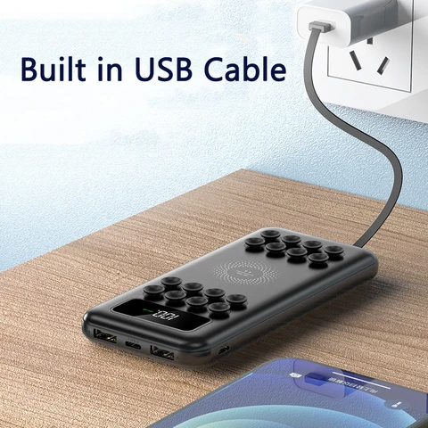 Магнитный беспроводной внешний аккумулятор Qi, портативное Внешнее зарядное устройство на 20000 мАч для iPhone 14, 13, Samsung, Huawei, Xiaomi, портативное зарядное устройство с кабелем