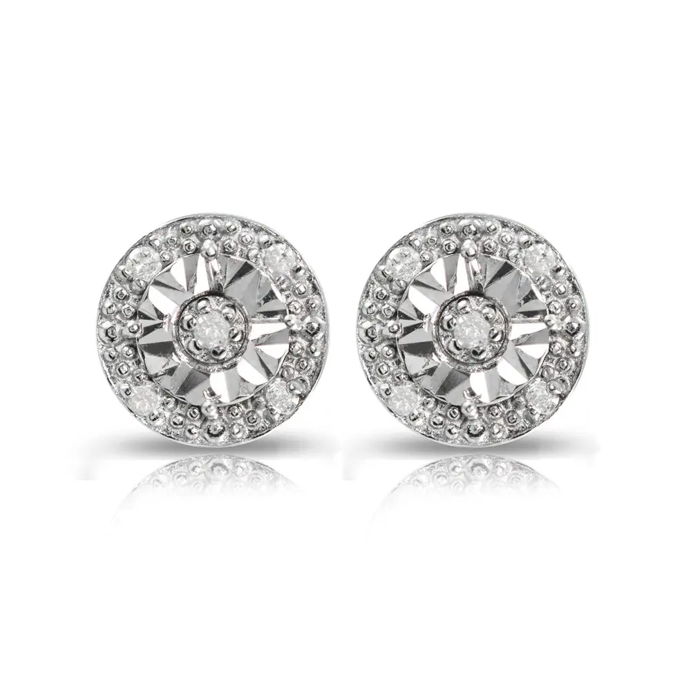 

Sterling Silver .10ct Diamond Miracle-Set Round Stud Earrings