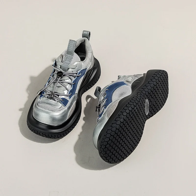 2022 New Versatile Ladies Ins Tide Spelling Color Thick Bottom Casual Sports Shoes Straps Low-top Koreanversion Women Boardshoes