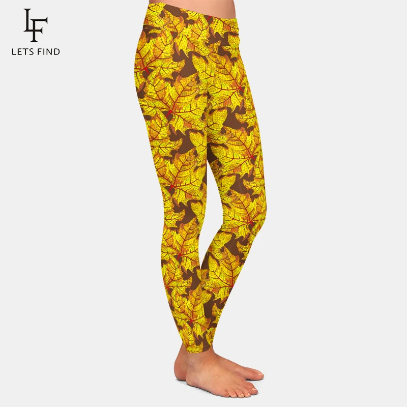 LETSFIND Maple Leaf Print Women Leggings High Quality Women Fashion 2019 High Waist  Pants
