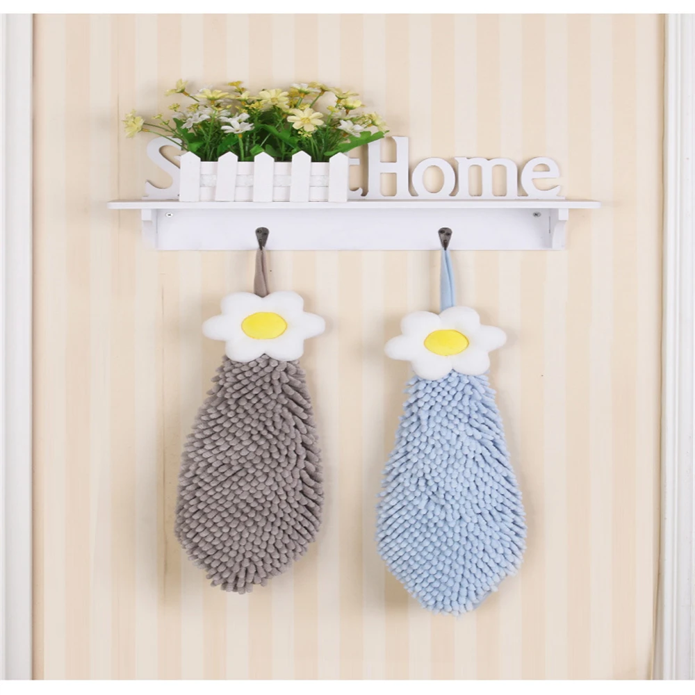 

Super Soft Bathroom Hand Towel Cartoon Flower Cute Wipe A Towel Hanging Absorbent Cloth Bathroom Accessories