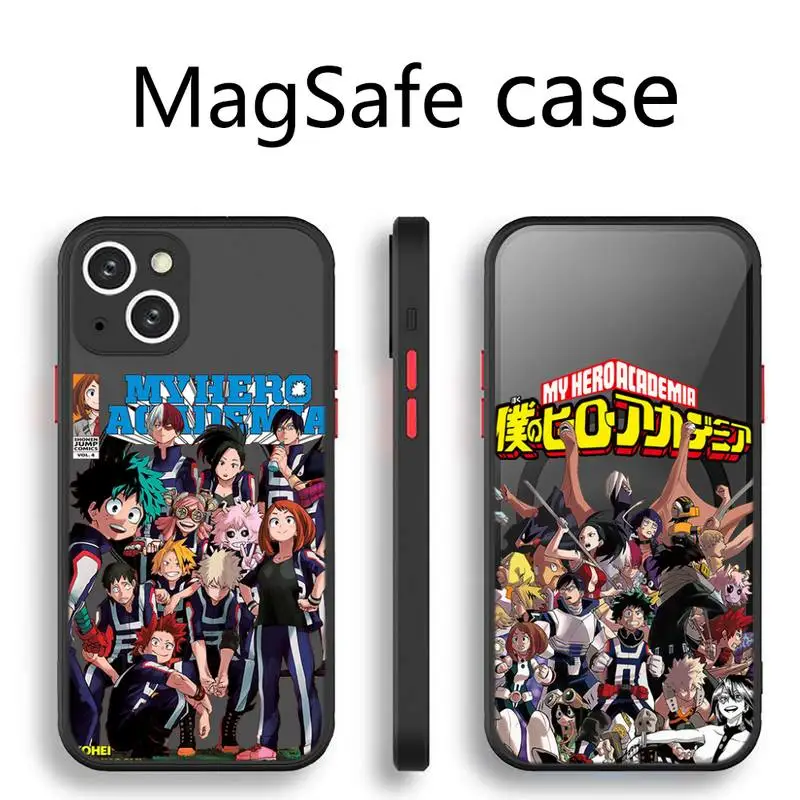 

My Hero Academia anime Phone Case Transparent Magsafe Magnetic Magnet For iPhone 13 12 11 Pro Max Mini Wireless Charging Cover