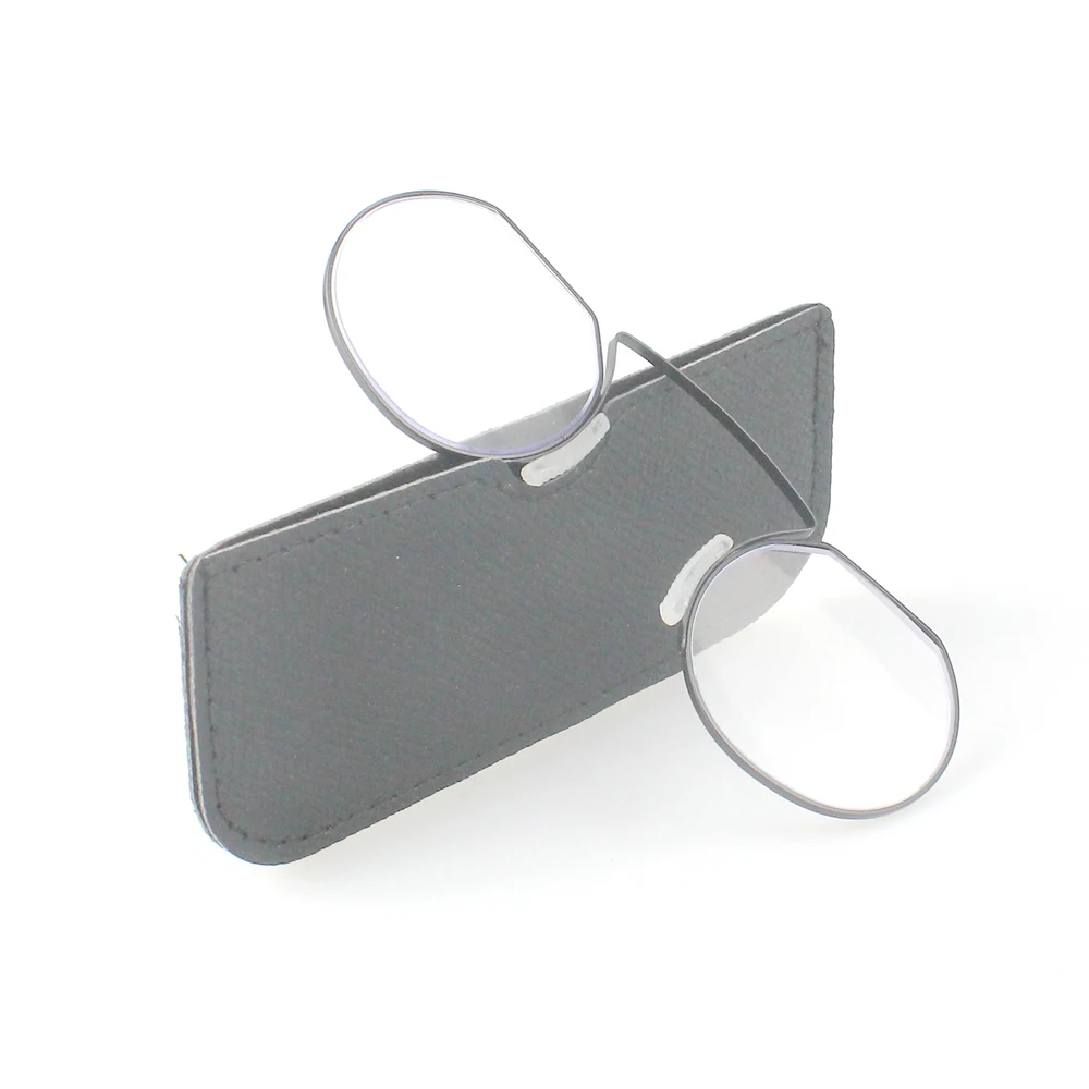 Фото Reading Glasses for Men Clip Nose Portable with Out Temple Presbyopic Glasses Oval Metal High Quality with Case №5