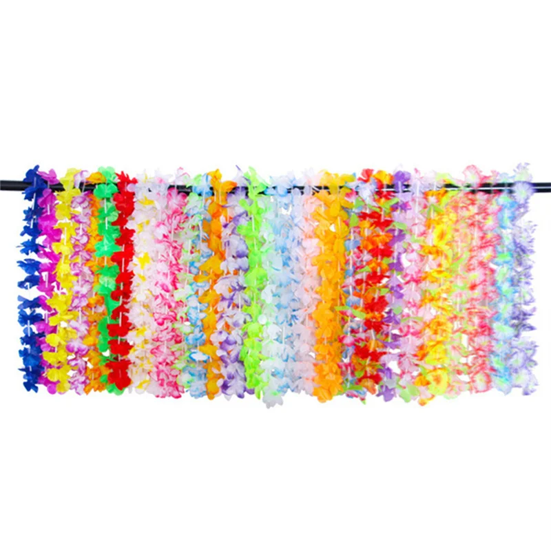 

36 шт./партия, разноцветные Гавайские ожерелья с цветком