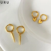 simply design high quality brass metal earrings for women accessories thick plated golden color round drop earrings party gifts