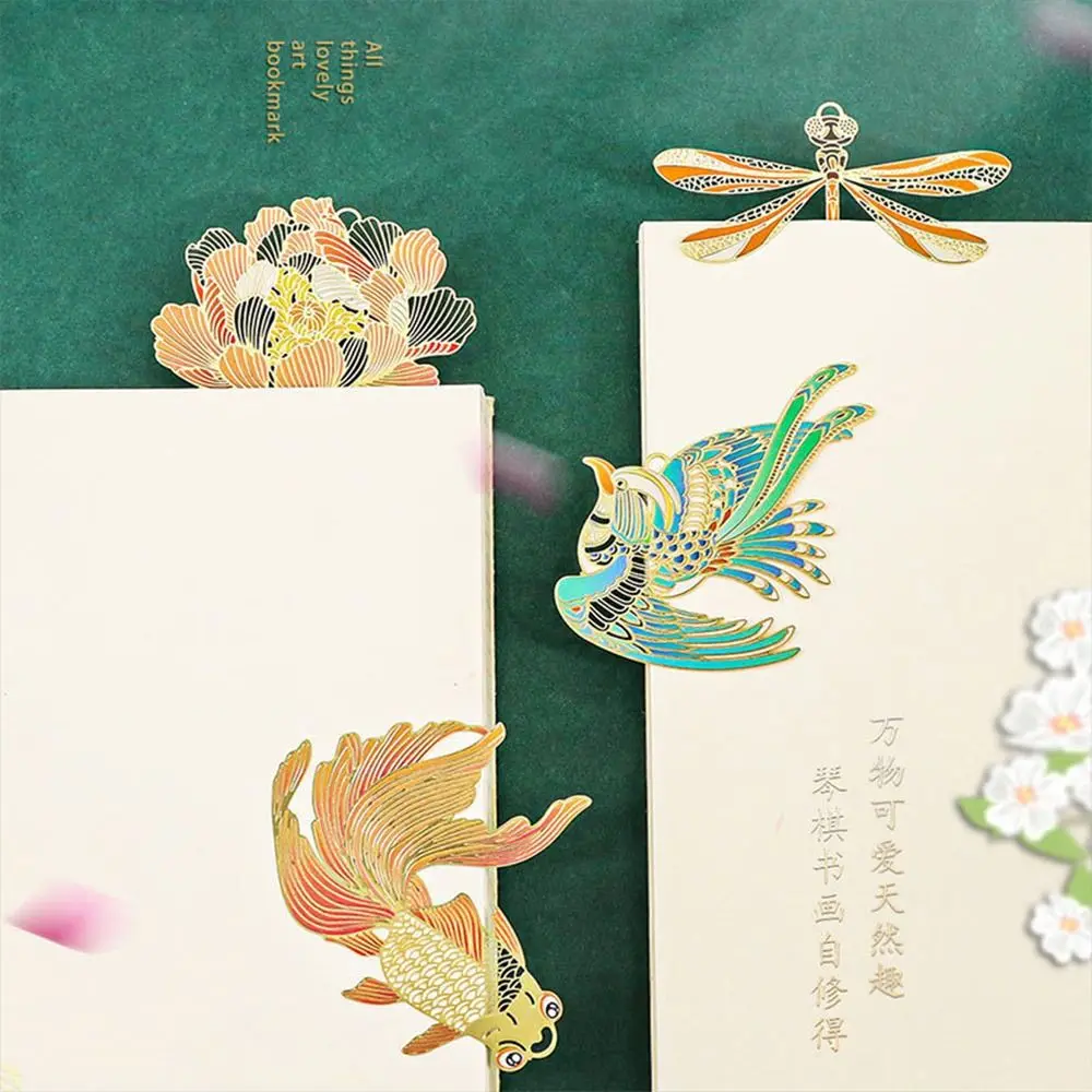 

Цветок птица рыба насекомое с кисточкой кулон полые резьба металлическая Закладка в китайском стиле языческий маркер зажим для книг