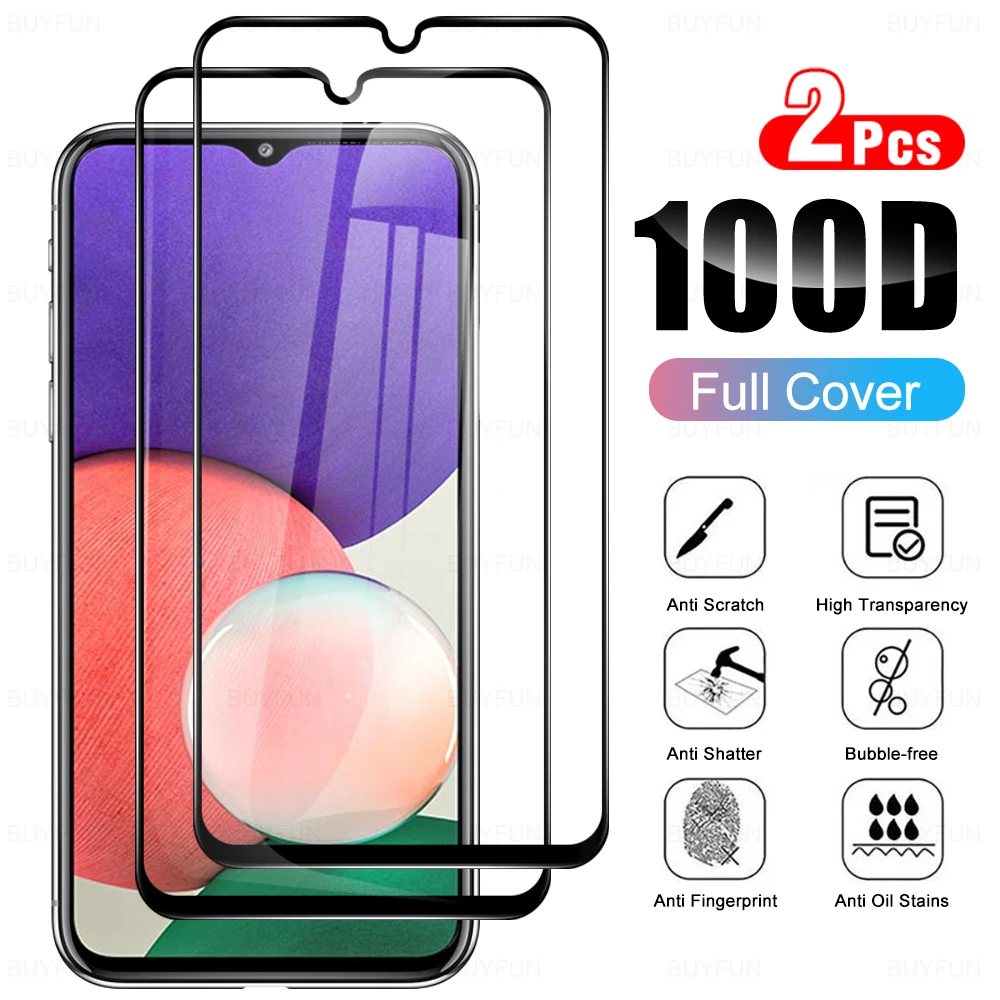 

2 шт. 9H Защита экрана для Samsung Galaxy A22 5G A22s 5g полное покрытие закаленное стекло на A22 M22 M23 Защита от царапин