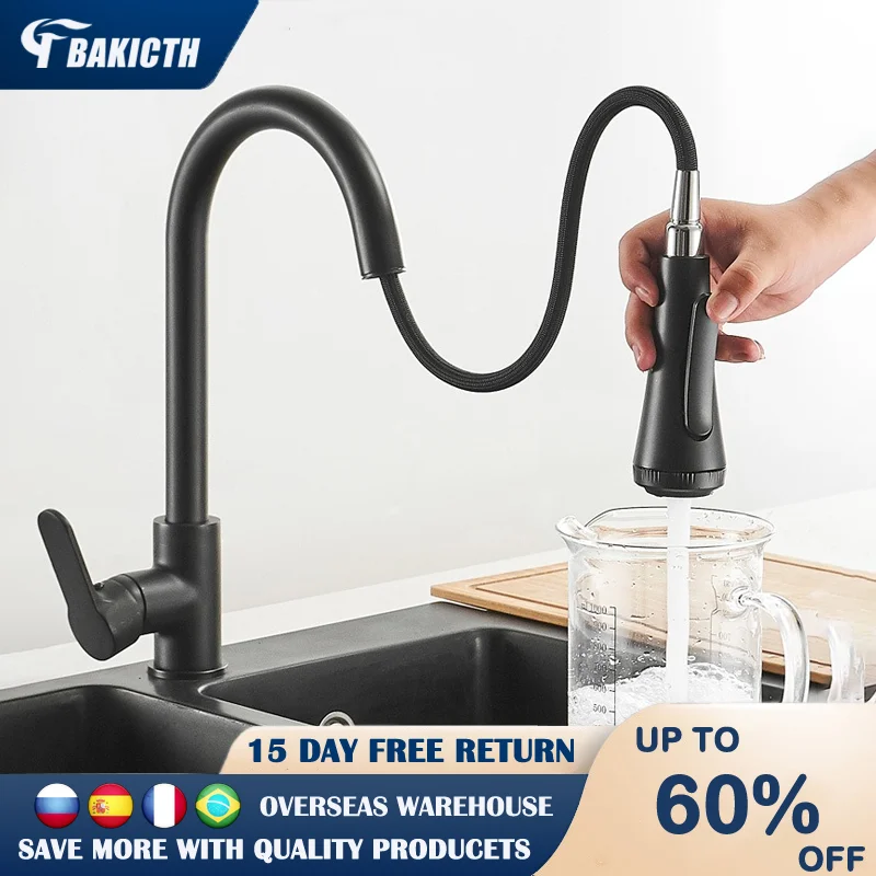 

kitchen faucet black pull out spout kitchen mixer tap hot cold water sink faucet stainless steel tap Stream Sprayer Head