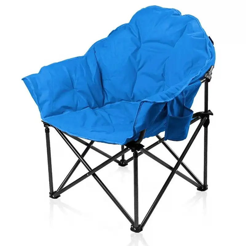 Camping Folding Saucer Chairs With Cup Holder And Carry Bag,