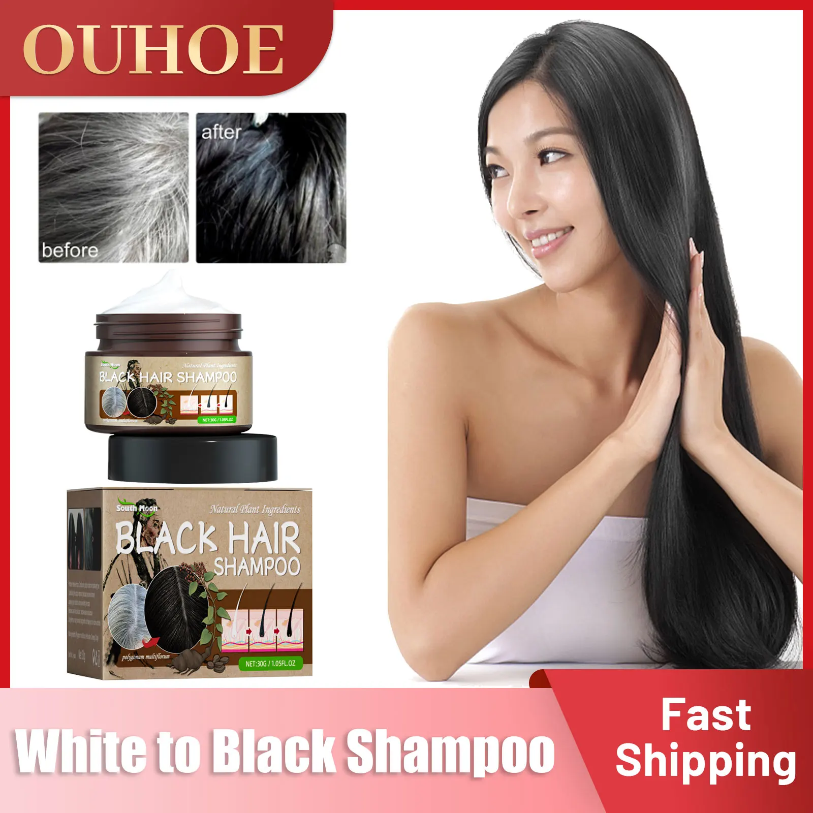 

Polygonum Black Hair Shampoo Color Dye Restore Darken Hair Scalp Relieving Itching Dandruff Removal Cover Gray White Shampoo