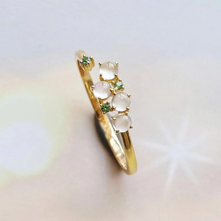 

Women's Elegant Open Crystal Rings White Opal Stone Engagement Wedding Ring Cocktail Party Jewelry Gifts