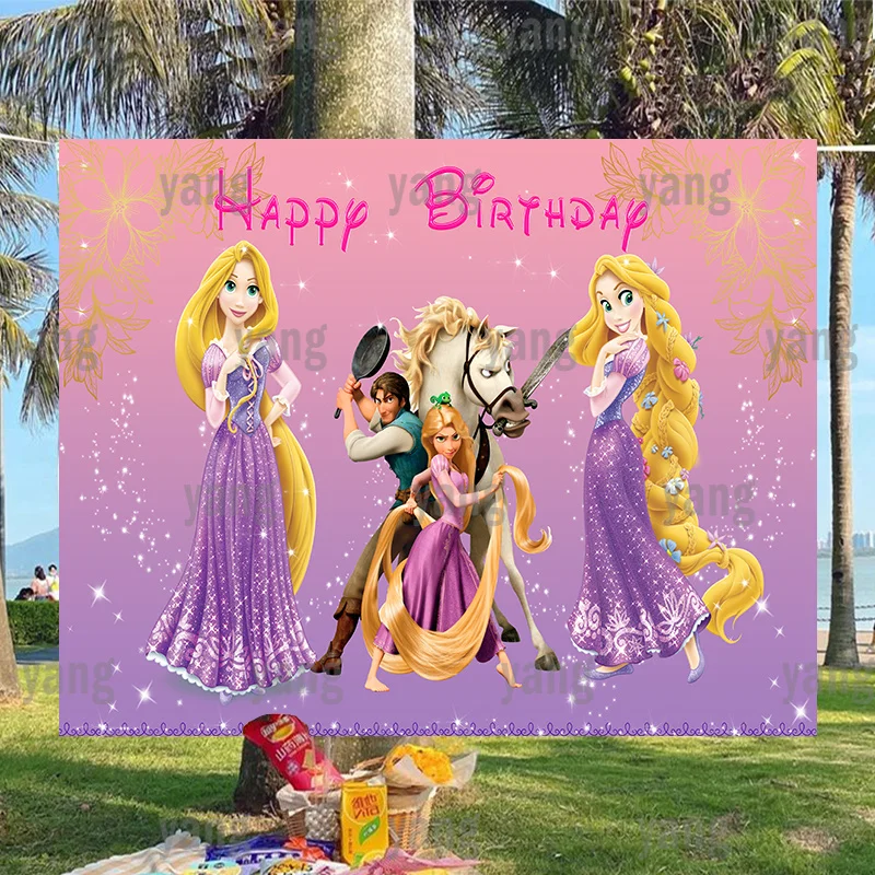 

Фон для фотосъемки с Рапунцель и диснеевскими принцессами крутой мультяшный Максимус красочная фотография на день рождения