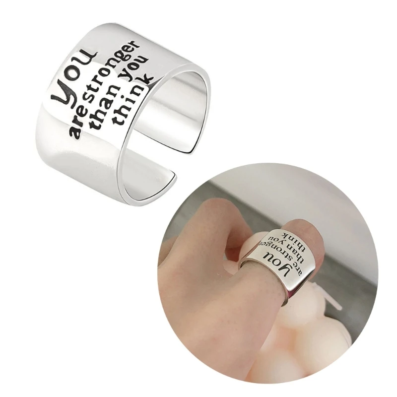 

Hip Hop Letters Texture Wide Open Rings for Women Men Korean Fashion Punk
